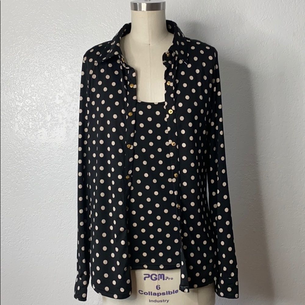BCBGMaxAzria Y2K clueless polka dot retro vintage mod top set